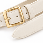 Cinturón crema con hebilla dorada 3,5 cm unisex