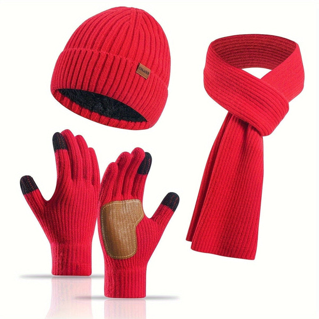 Conjunto de invierno de punto acogedor - 3 piezas para el calor