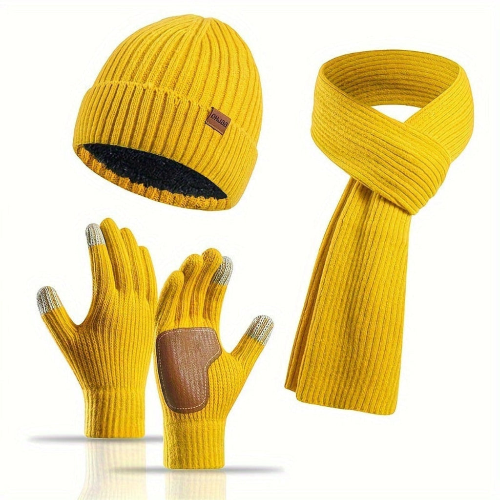 Conjunto de invierno de punto acogedor - 3 piezas para el calor