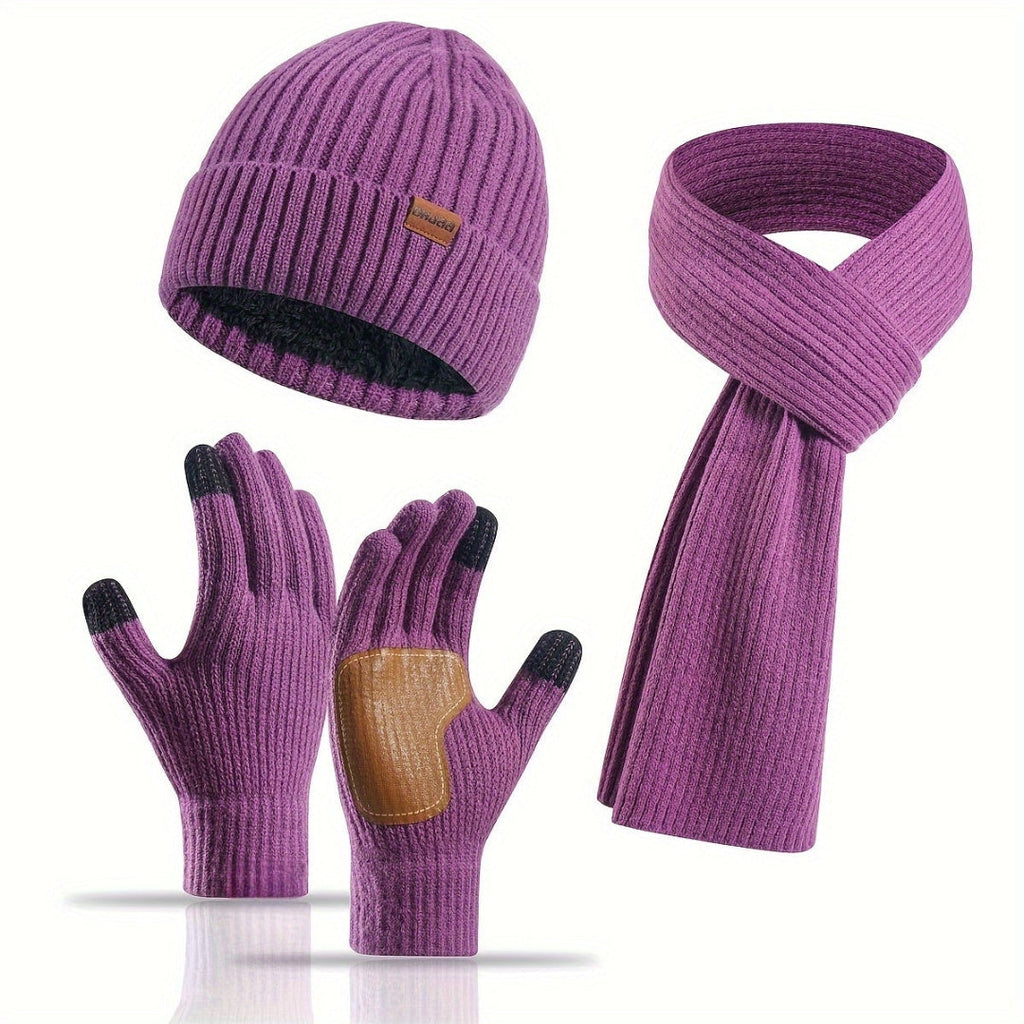 Conjunto de invierno de punto acogedor - 3 piezas para el calor
