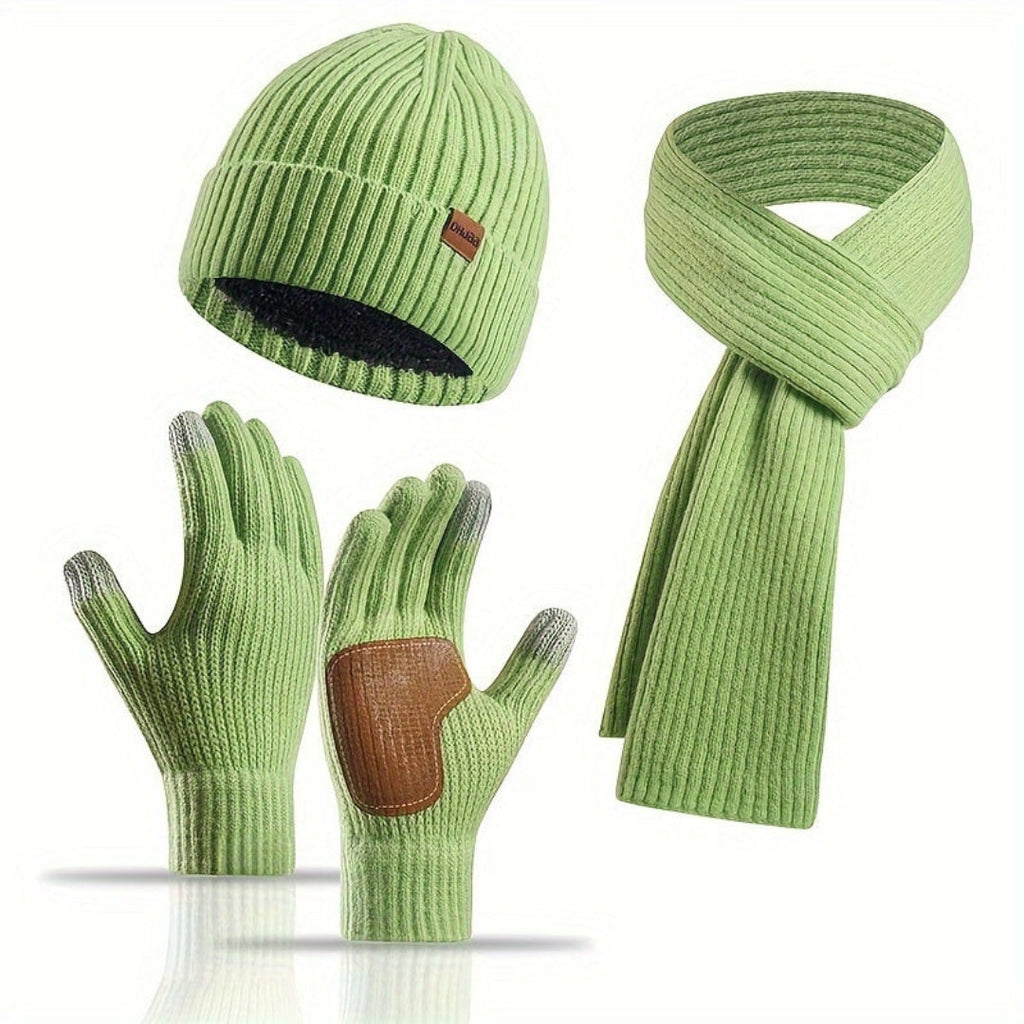 Conjunto de invierno de punto acogedor - 3 piezas para el calor