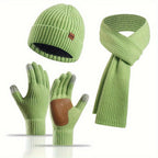 Conjunto de invierno de punto acogedor - 3 piezas para el calor