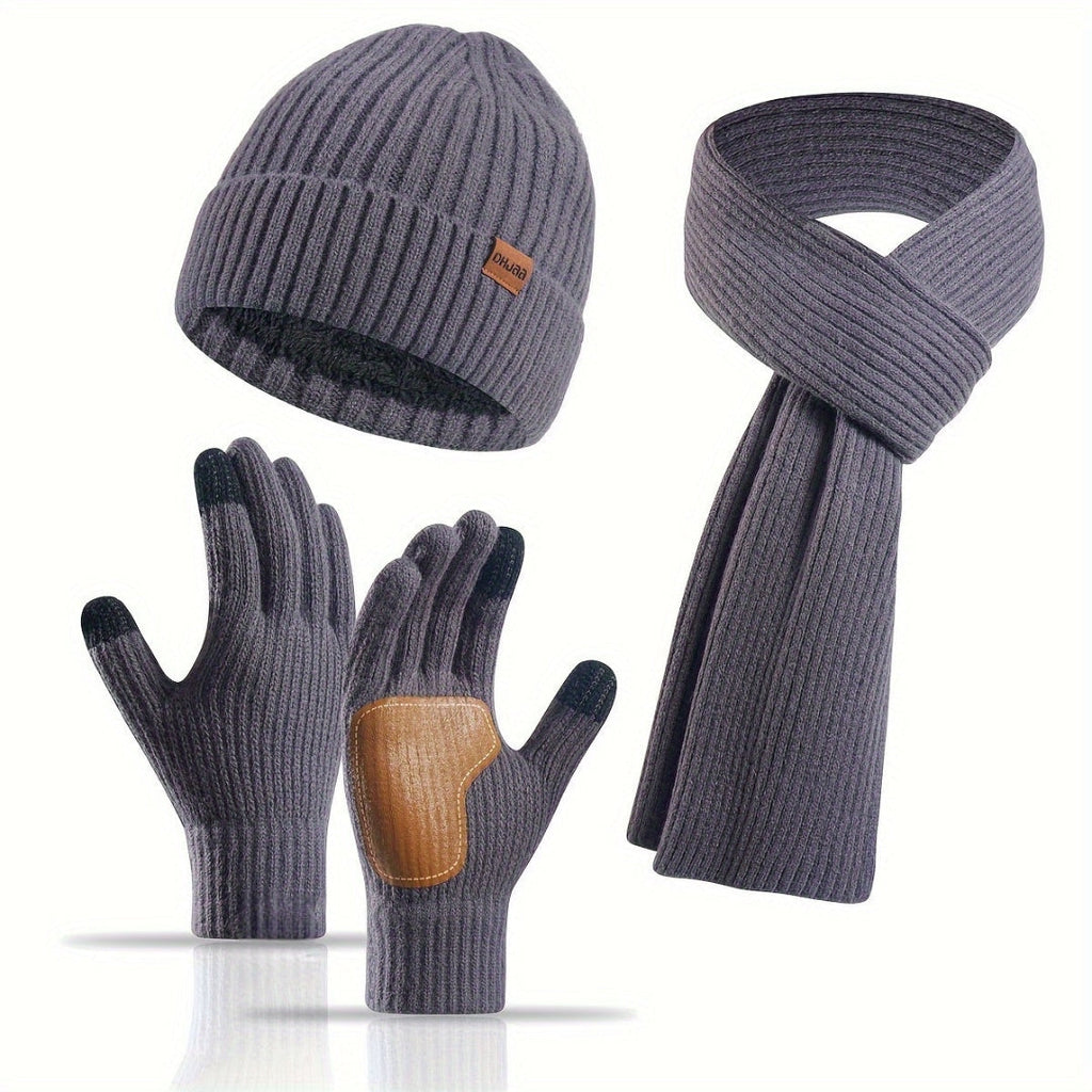 Conjunto de invierno de punto acogedor - 3 piezas para el calor