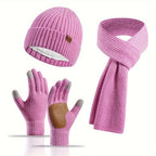 Conjunto de invierno de punto acogedor - 3 piezas para el calor