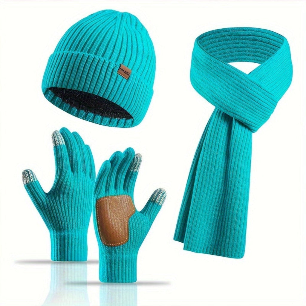 Conjunto de invierno de punto acogedor - 3 piezas para el calor