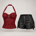 Conjunto disfraz Nikki Obsession cebra roja top + shorts Halloween
