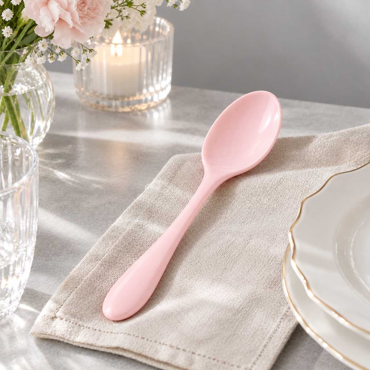 Tiendalodama Pastel Pink Ceramic Spoon Cuchara de cerámica rosa pastel Tiendalodama 15 cm pequeña para servir