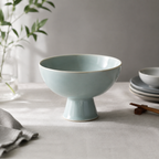 Cuenco con pedestal azul cielo de 20 cm de cerámica decorativa elevada Tiendalodama