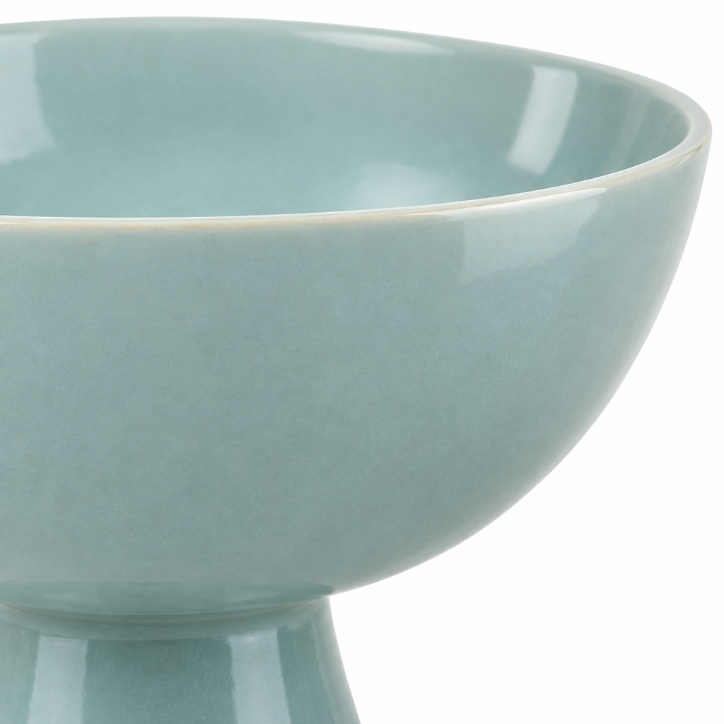 Cuenco con pedestal azul cielo de 20 cm de cerámica decorativa elevada Tiendalodama