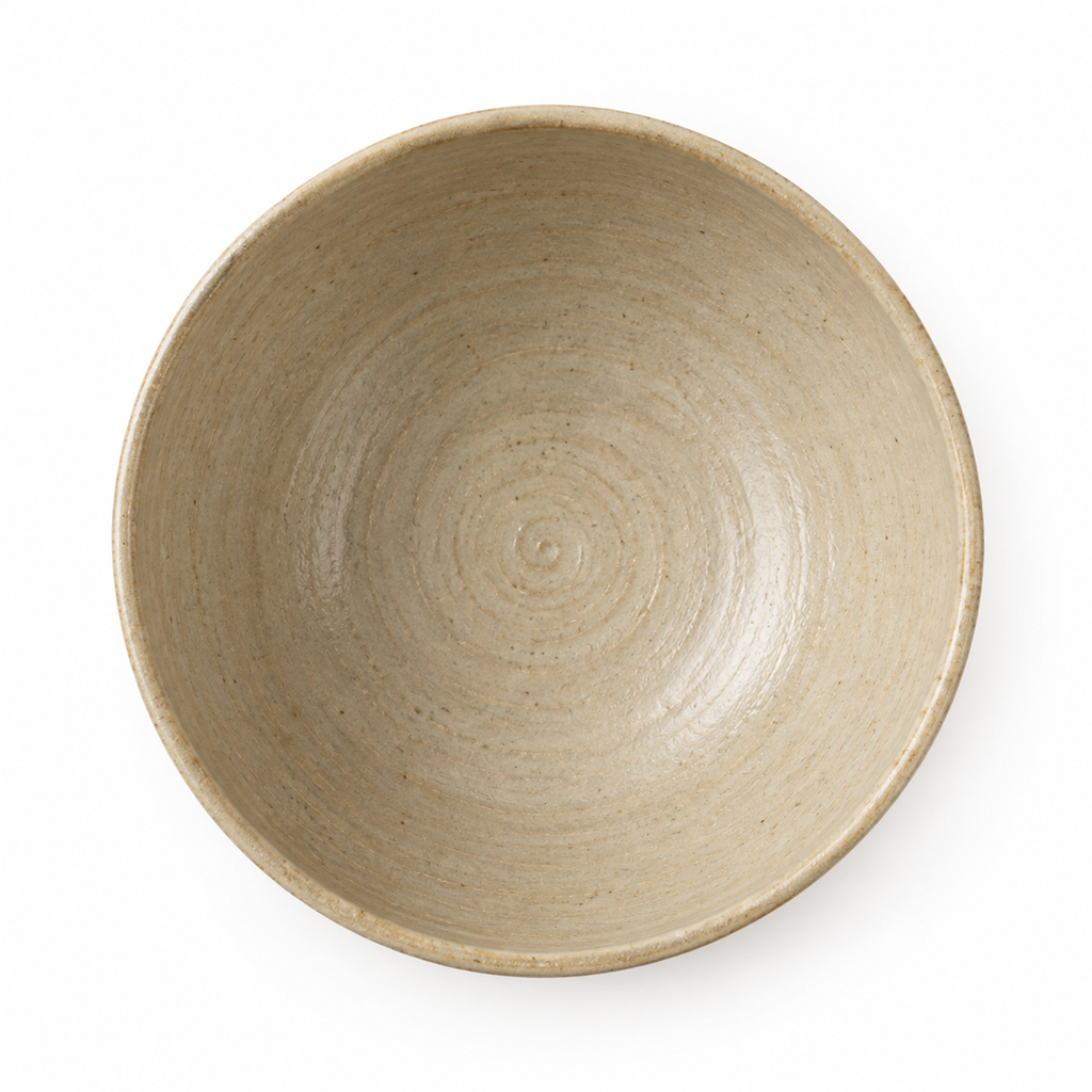 Cuenco de servir de cerámica beige 25 cm hecho a mano