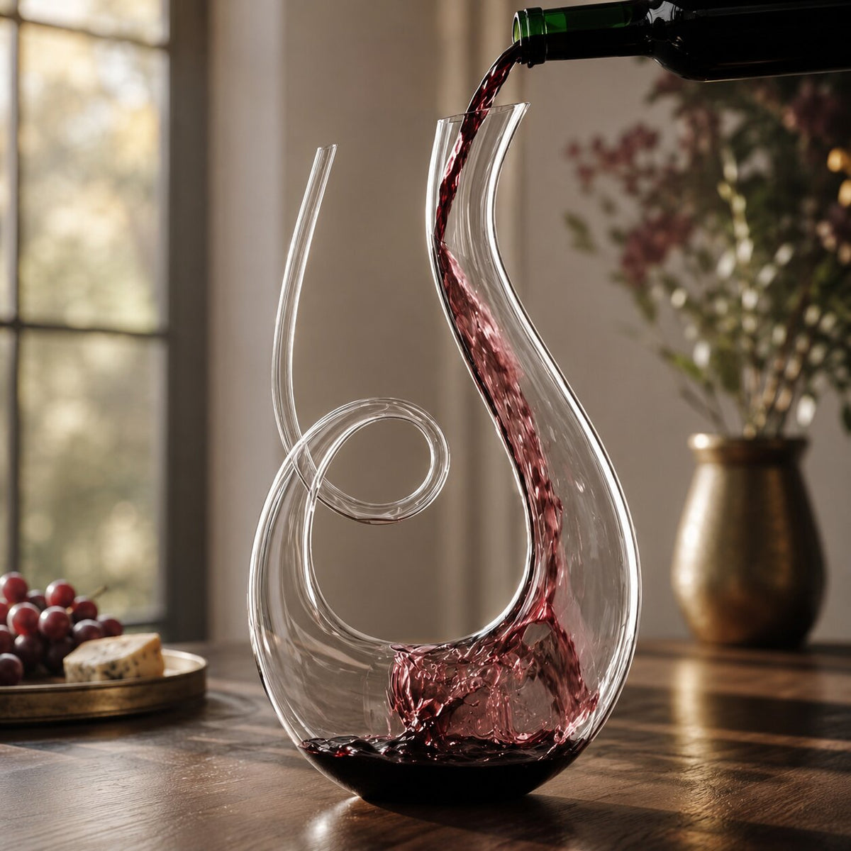 Decantador de vino con diseño en espiral