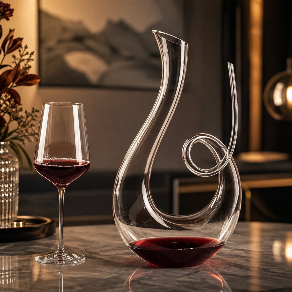 Decantador de vino con diseño en espiral