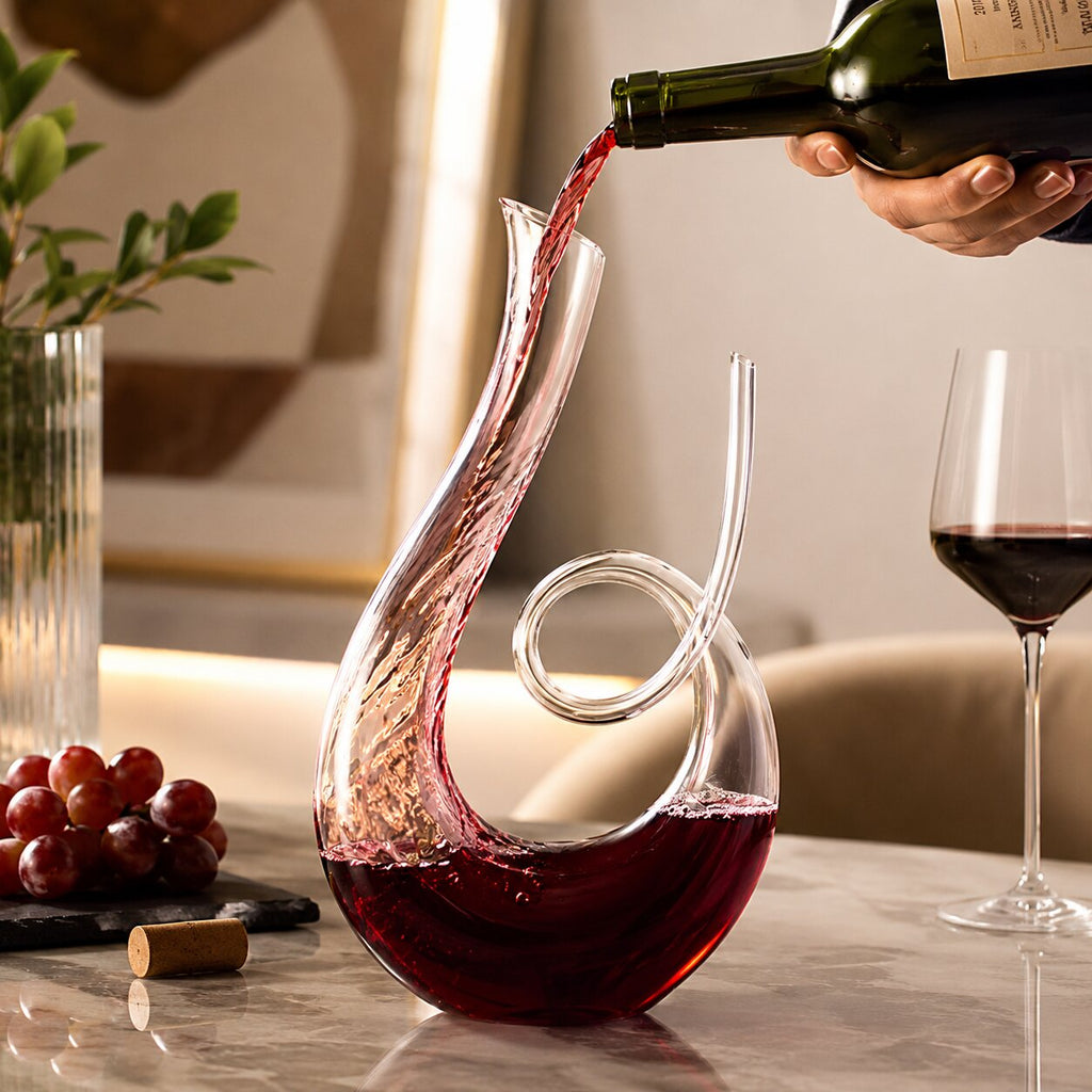 Decantador de vino con diseño en espiral