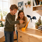 Decoración dragón volador con llama, efecto de fuego iluminado, habitaciones de fantasía