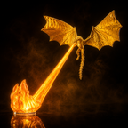 Decoración dragón volador con llama, efecto de fuego iluminado, habitaciones de fantasía