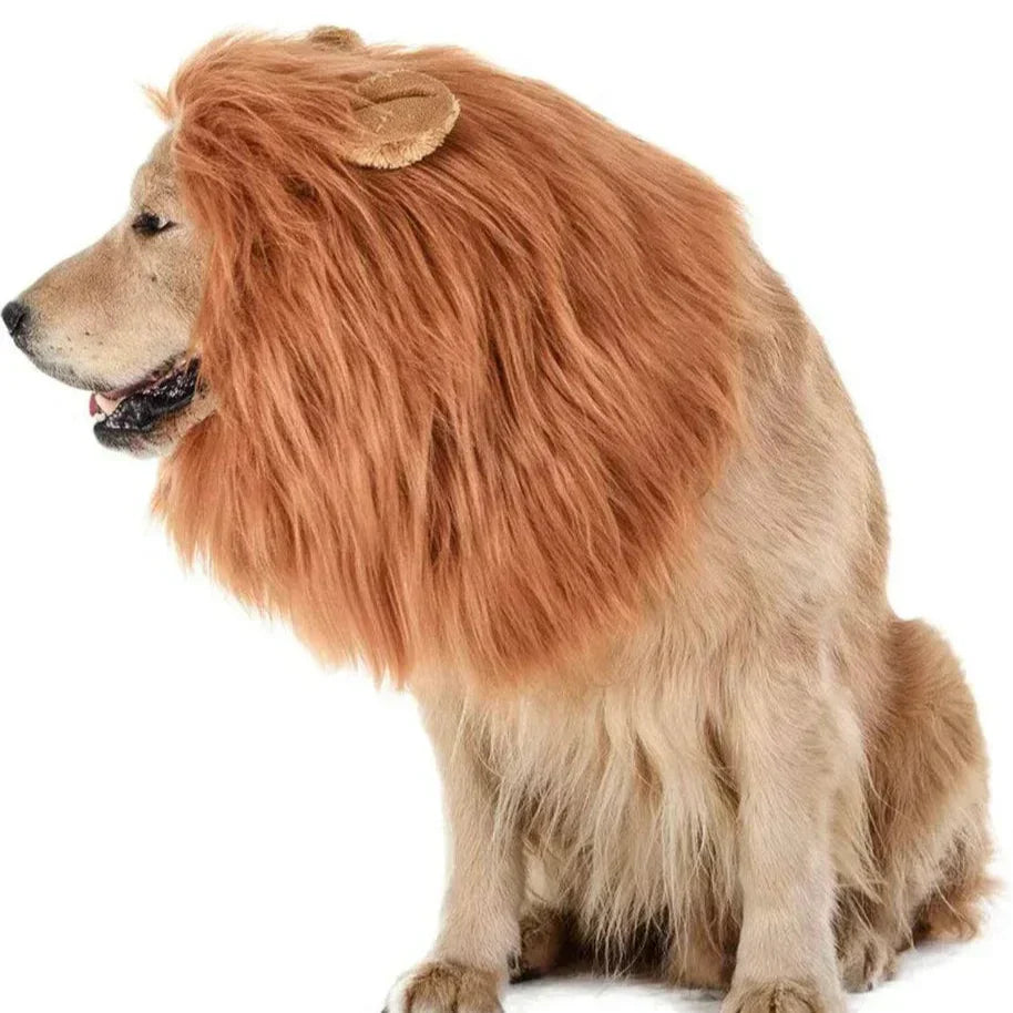 Disfraz de melena de león para perros en Halloween, melena de león de peluche con orejas para perros medianos y grandes,