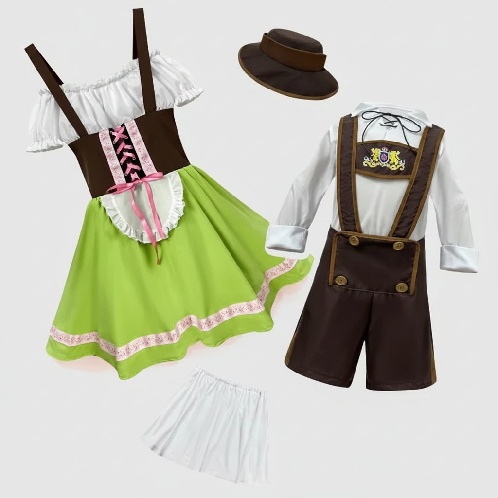 Traje tradicional bávaro de fiesta para hombre con pantalones cortos y blusa