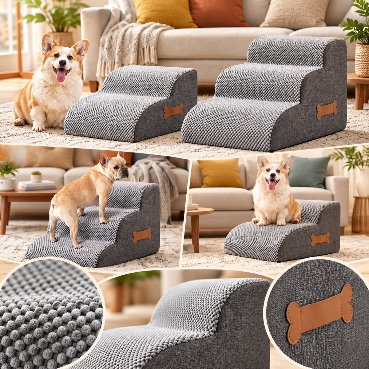 Escaleras para Perros de Espuma Suave Amigables con las Articulaciones