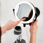 Espejo de Maquillaje con Luz – Espejo LED Inalámbrico Recargable con Aumento y 3 Colores de Luz, Regulable – LumiAura