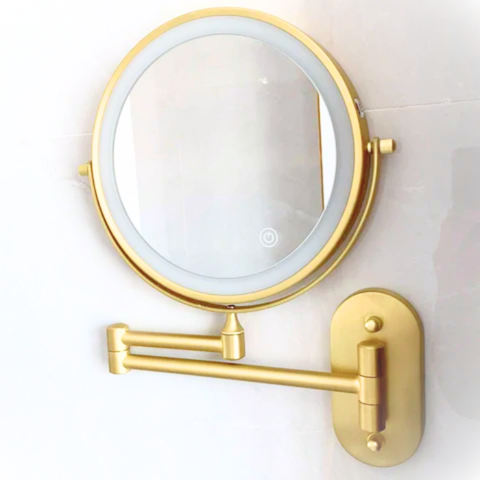 Espejo de Maquillaje con Luz – Espejo LED Inalámbrico Recargable con Aumento y 3 Colores de Luz, Regulable – LumiAura
