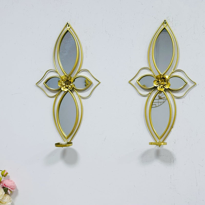 Espejo de pared floral elegante con diseño decorativo de metal