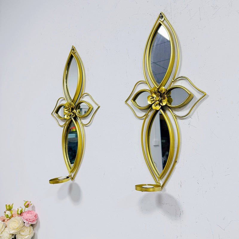 Espejo de pared floral elegante con diseño decorativo de metal