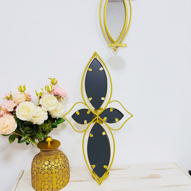 Espejo de pared floral elegante con diseño decorativo de metal