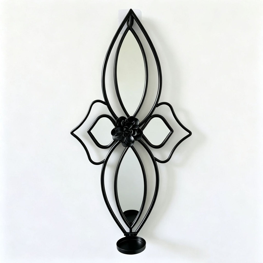 Espejo de pared floral elegante con diseño decorativo de metal