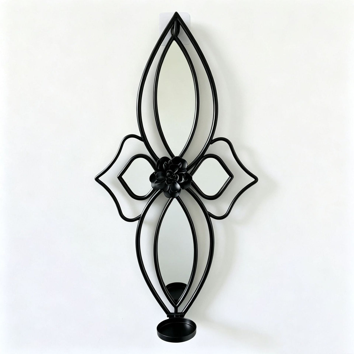 Espejo de pared floral elegante con diseño decorativo de metal