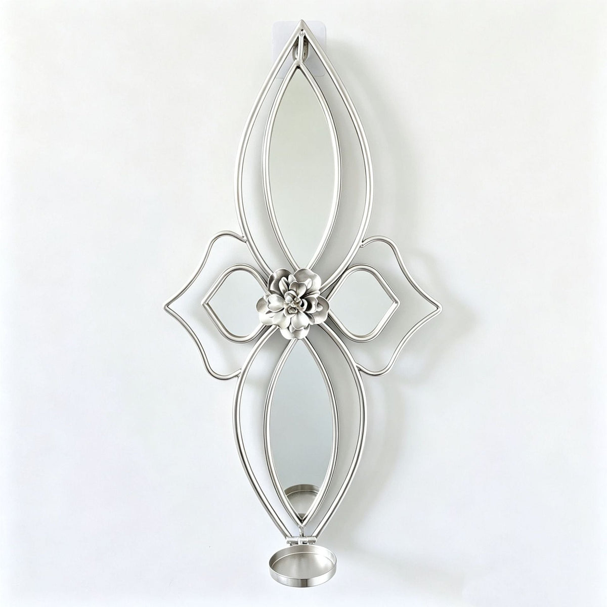 Espejo de pared floral elegante con diseño decorativo de metal