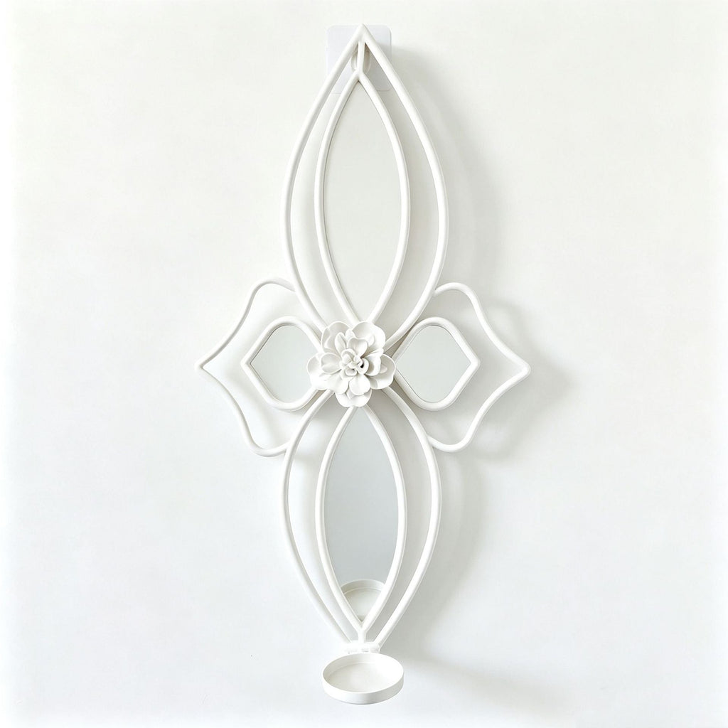 Espejo de pared floral elegante con diseño decorativo de metal