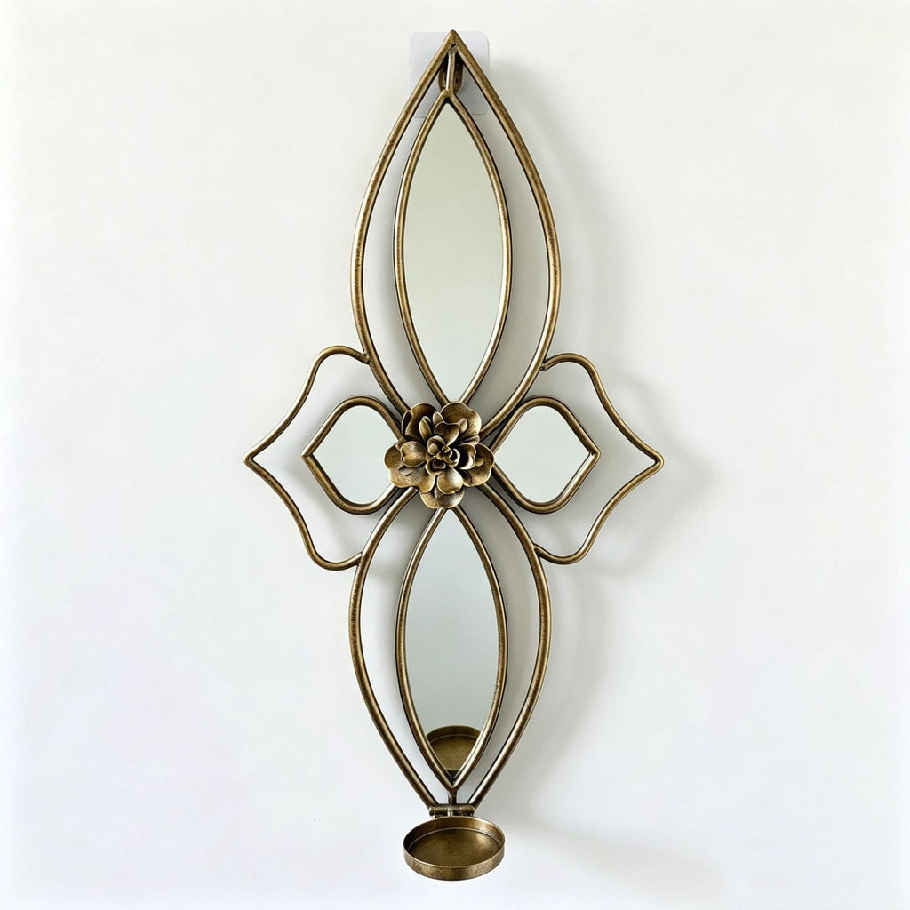 Espejo de pared floral elegante con diseño decorativo de metal