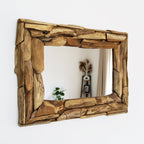 Espejo de pared | Marco de madera de teca reciclada y colgador reversible | 71 × 51 cm