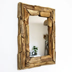Espejo de pared | Marco de madera de teca reciclada y colgador reversible | 71 × 51 cm