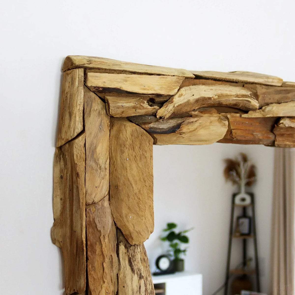 Espejo de pared | Marco de madera de teca reciclada y colgador reversible | 71 × 51 cm
