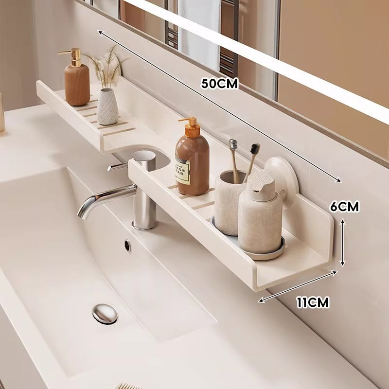 Estante de baño estrecho con ventilación y montaje por ventosas
