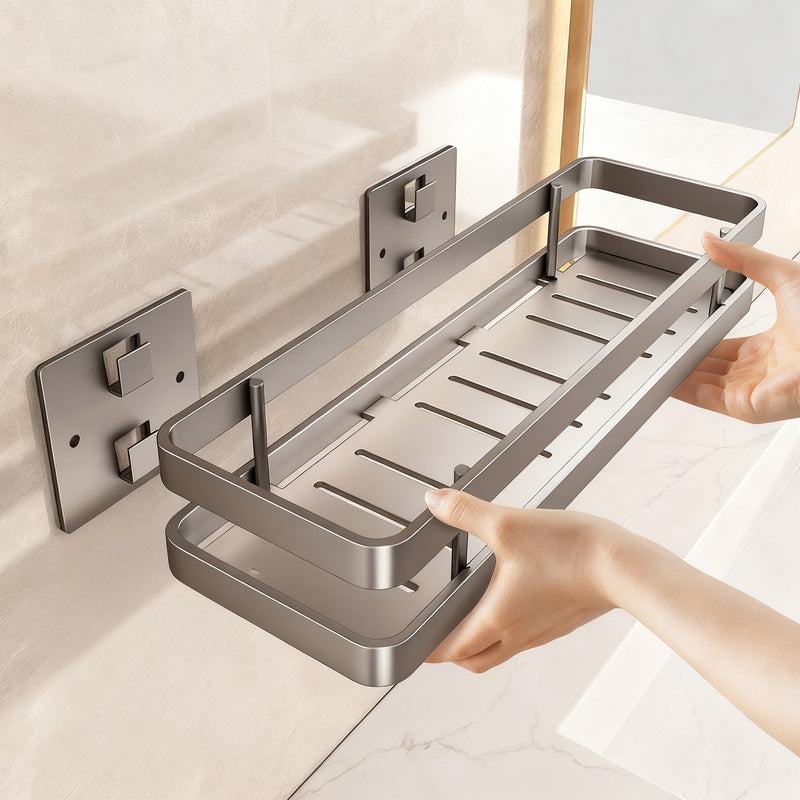 Estante de baño de acero inoxidable sin taladrar
