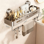 Estantería de baño con ventosas, montaje en pared