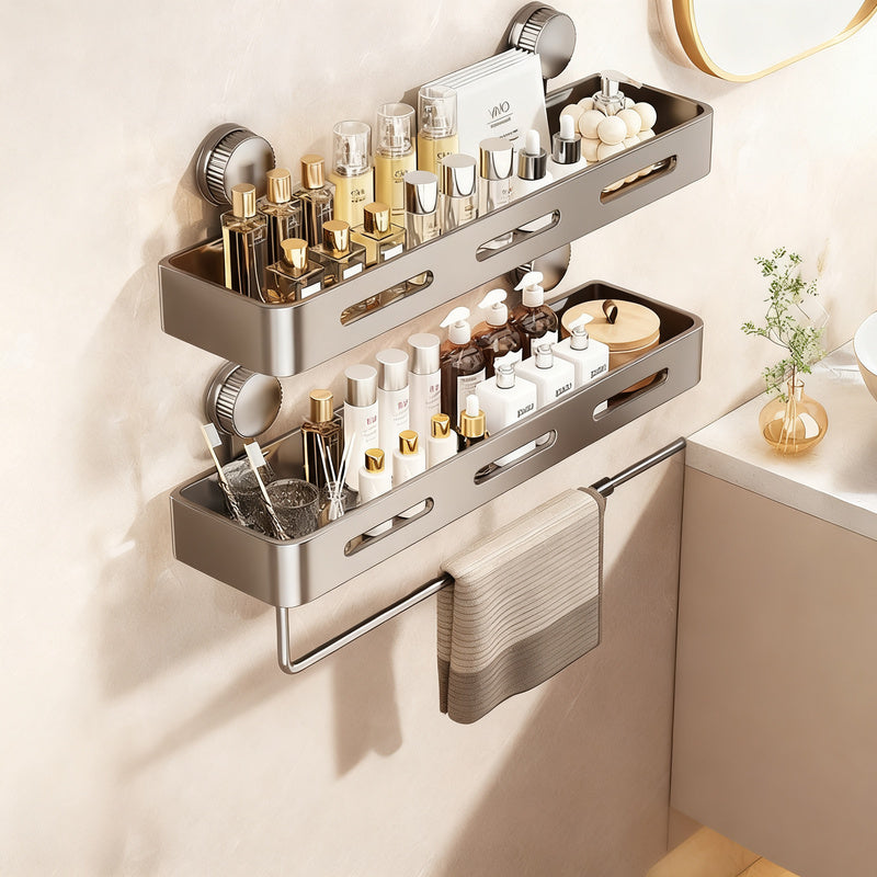 Estantería de baño con ventosas, montaje en pared