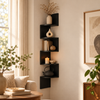 Estantería de esquina de pared moderna con diseño que ahorra espacio