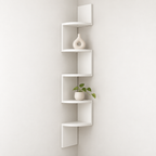 Estantería de esquina de pared moderna con diseño que ahorra espacio