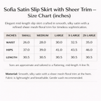 Falda lencera de satén Sofia con ribete transparente para mujer – Corte elegante de largo medio