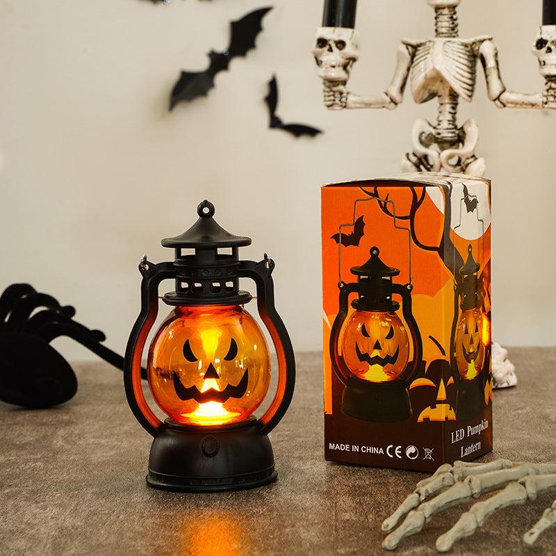 Farol de calabaza LED decorativo con luz parpadeante para Halloween a pilas