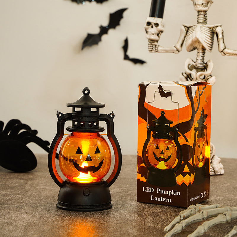 Farol de calabaza LED decorativo con luz parpadeante para Halloween a pilas