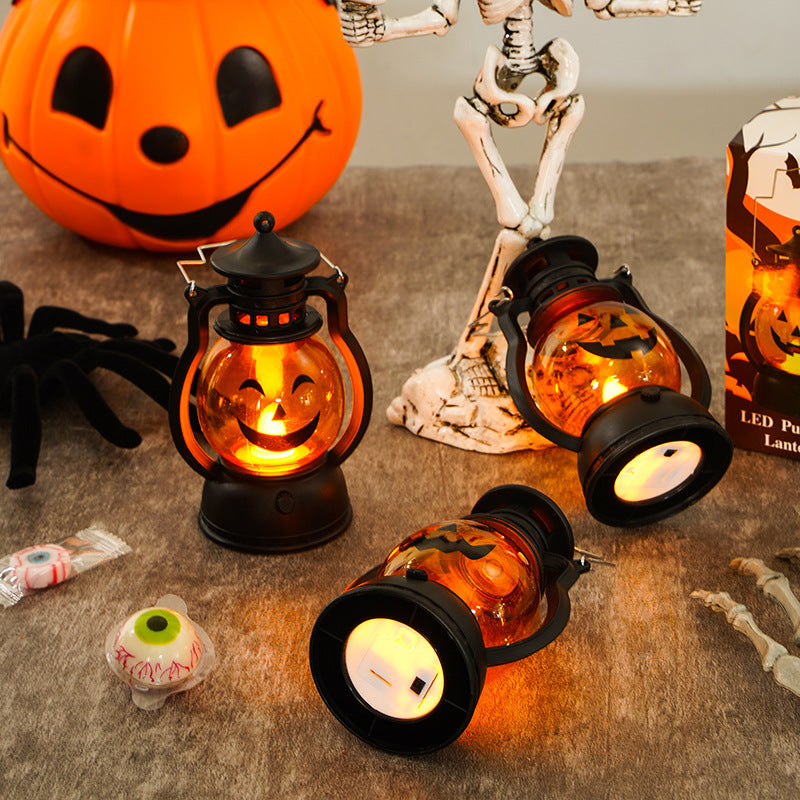 Farol de calabaza LED decorativo con luz parpadeante para Halloween a pilas