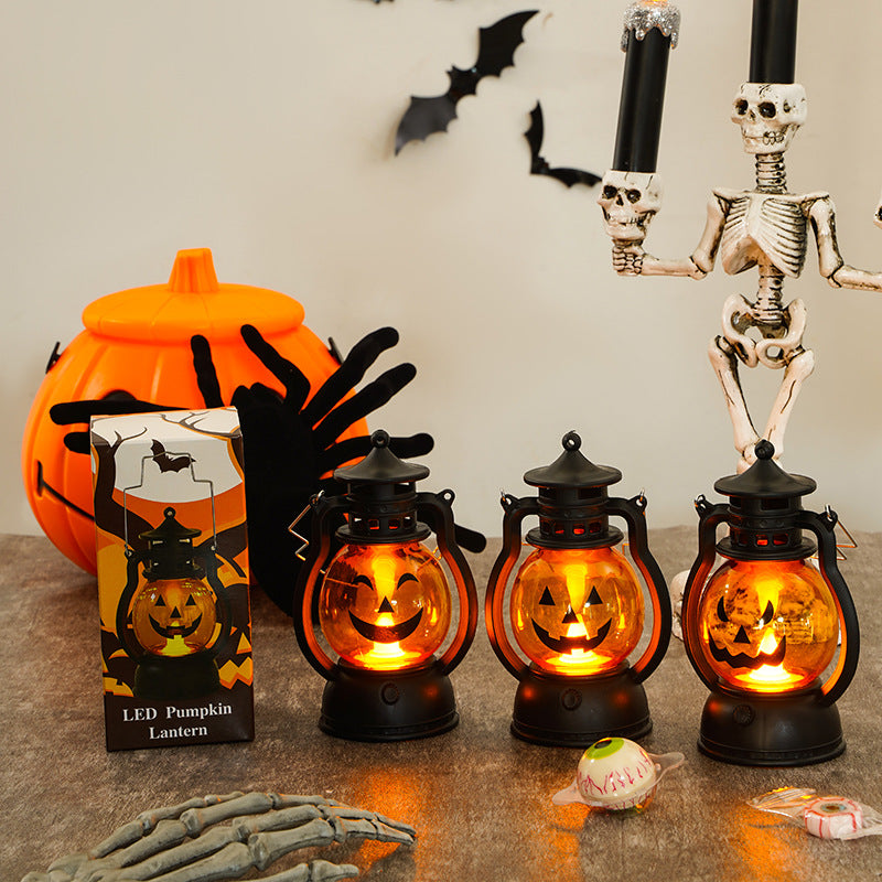 Farol de calabaza LED decorativo con luz parpadeante para Halloween a pilas