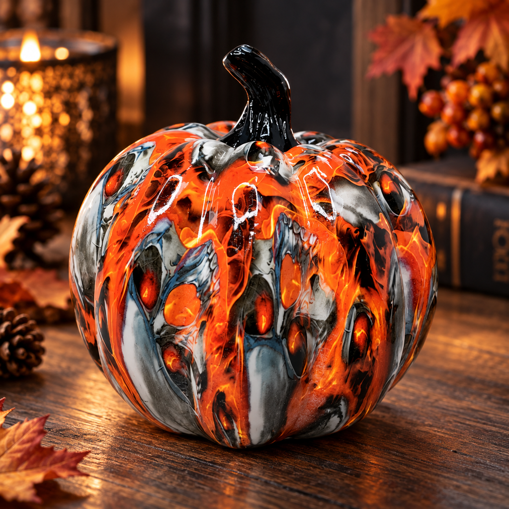 Figura decorativa de calabaza de resina