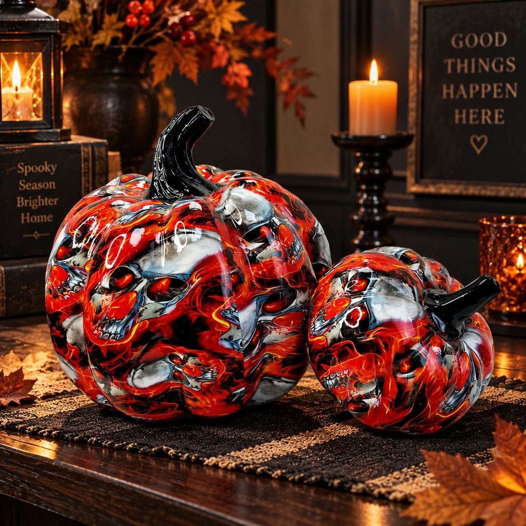 Figura decorativa de calabaza de resina