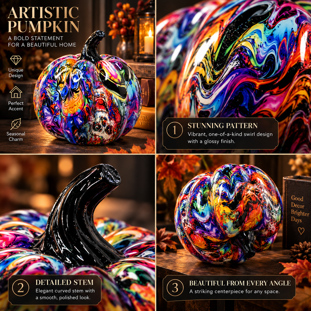 Figura decorativa de calabaza de resina