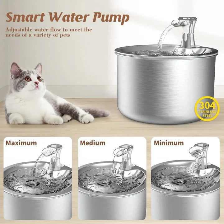 Fuente de agua para gatos con sensor de movimiento y sistema de filtración